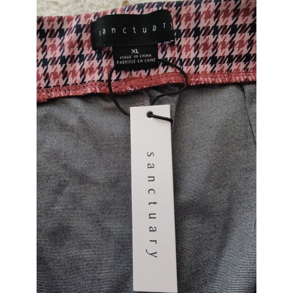 Sanctuary Carnaby Pink Plaid Ankle Trouser Pants Straight High Rise XL NWT - Picture 3 of 7